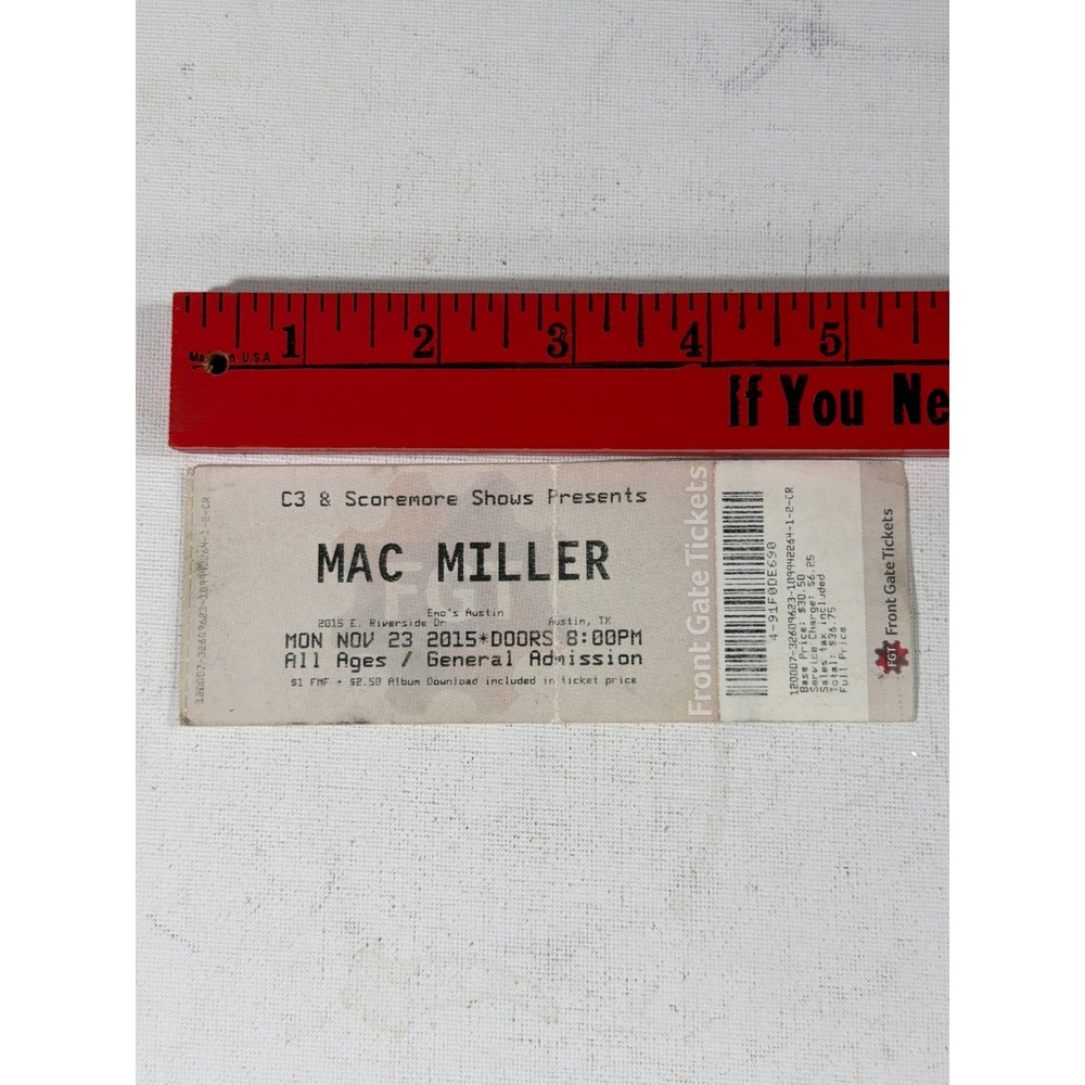 Mac Miller 2015 Original Concert Ticket Stub Emo's Austin Texas GO:OD AM Tour